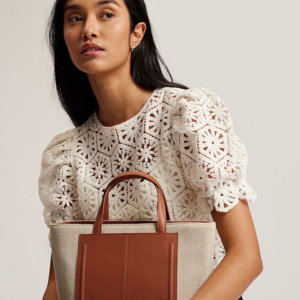 Ted Baker Beige and Brown Canvas Tote Crossbody Bag - Picture 2 of 14